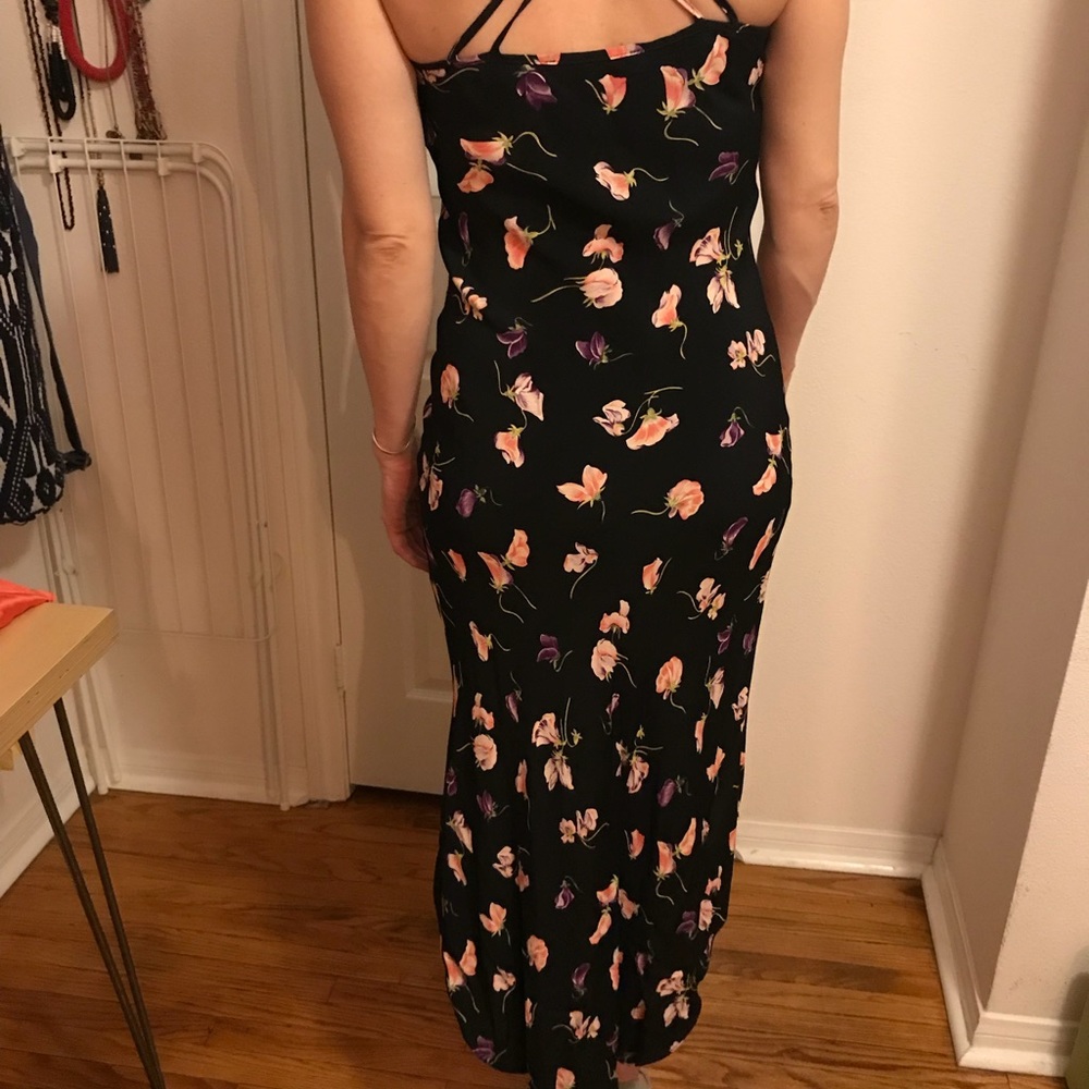 Betsey Johnson Black Midi Dress with Pink & Purple Floral Print - Picture 3 of 5